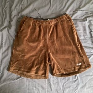 GOLF WANG BROWN VELOUR SHORTS